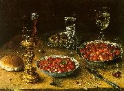 Osias Beert Still Life with Cherries Strawberries in China Bowls oil painting